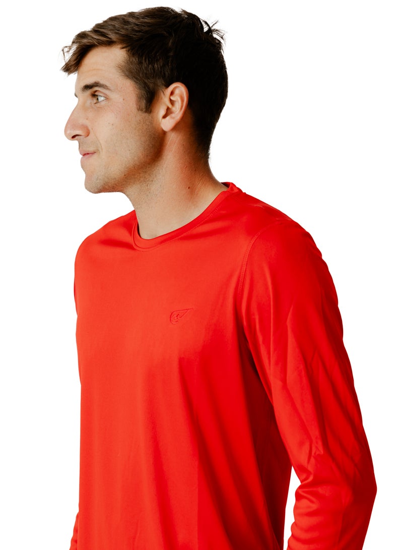 Embroidered long-sleeve T-shirt Red
