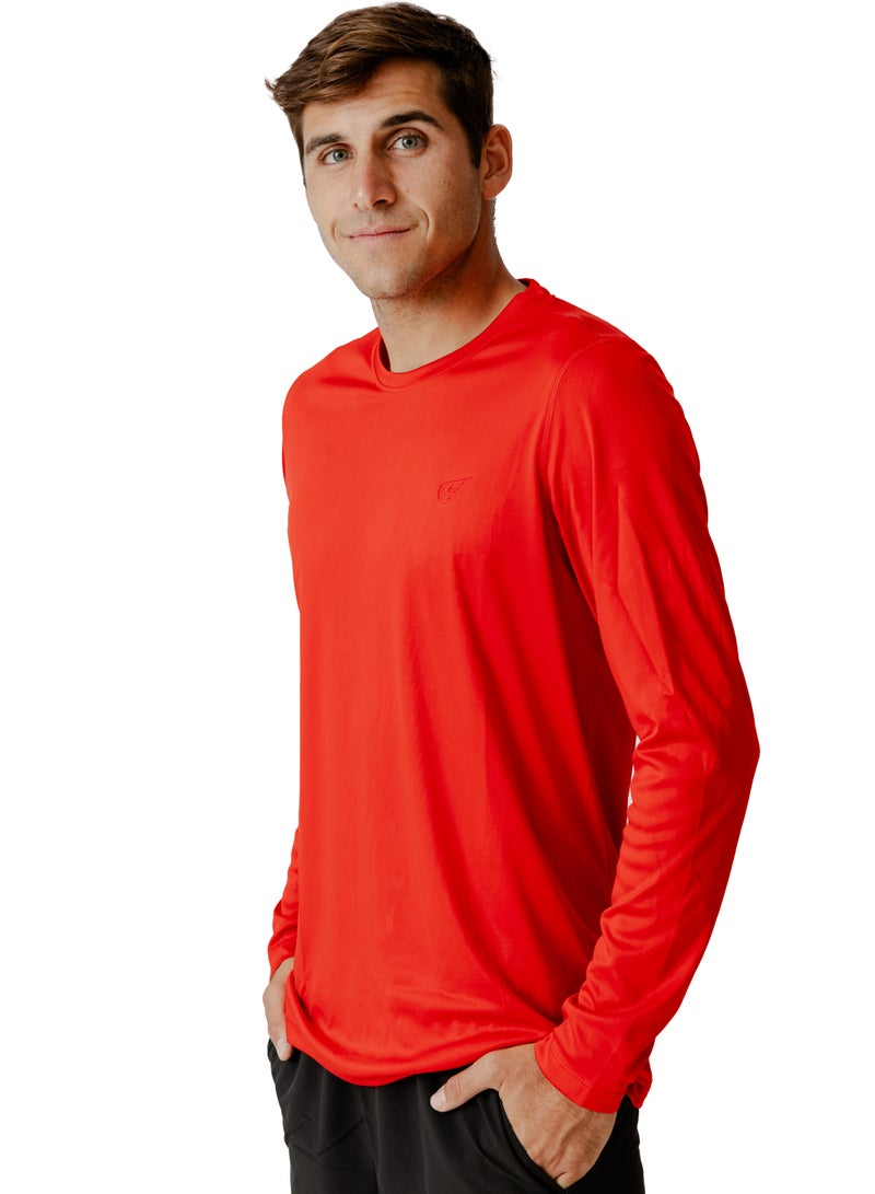 Embroidered long-sleeve T-shirt Red