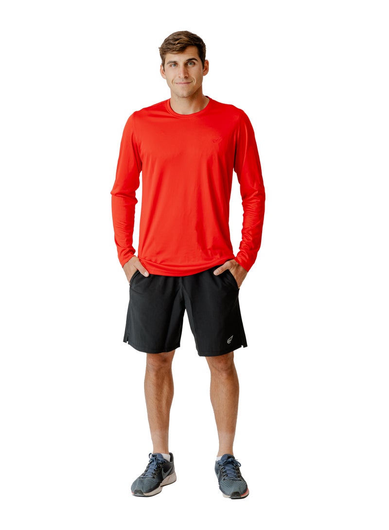 Embroidered long-sleeve T-shirt Red