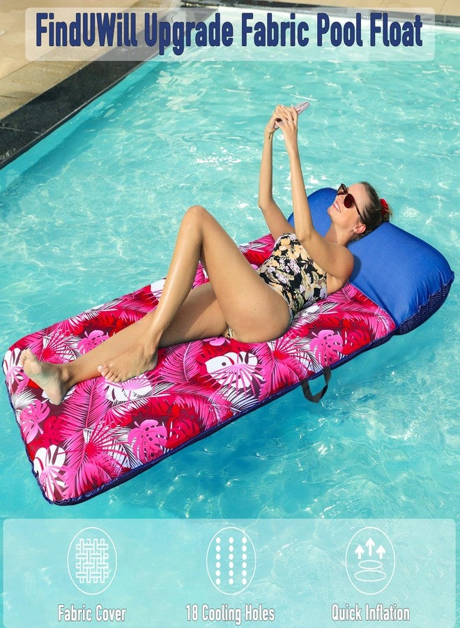 FindUWill Inflatable Pool Float for Adults - 72" XL, Oversized Fabric Covered Pool Floats Adult with Headrest, Ultra - Comfort Cooling Float Mat for Swiming Party, Lake, Beach (Pink) - Image 2