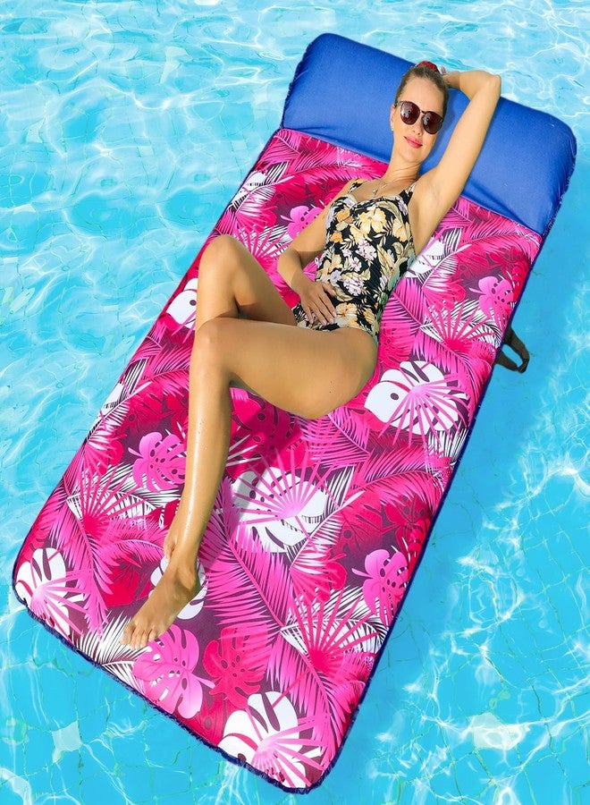 FindUWill Inflatable Pool Float for Adults - 72" XL, Oversized Fabric Covered Pool Floats Adult with Headrest, Ultra - Comfort Cooling Float Mat for Swiming Party, Lake, Beach (Pink) - Image 1