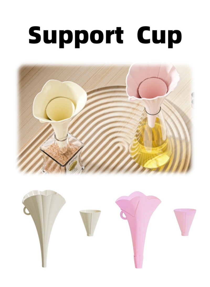 Mmmon 2Pcs Kitchen Funnels, Foldable Flower Shape Funnel for Easy Bottle Filling and Liquid Transfer Food Grade Ideal for Powder Efficient Kitchen Tool - Image 4