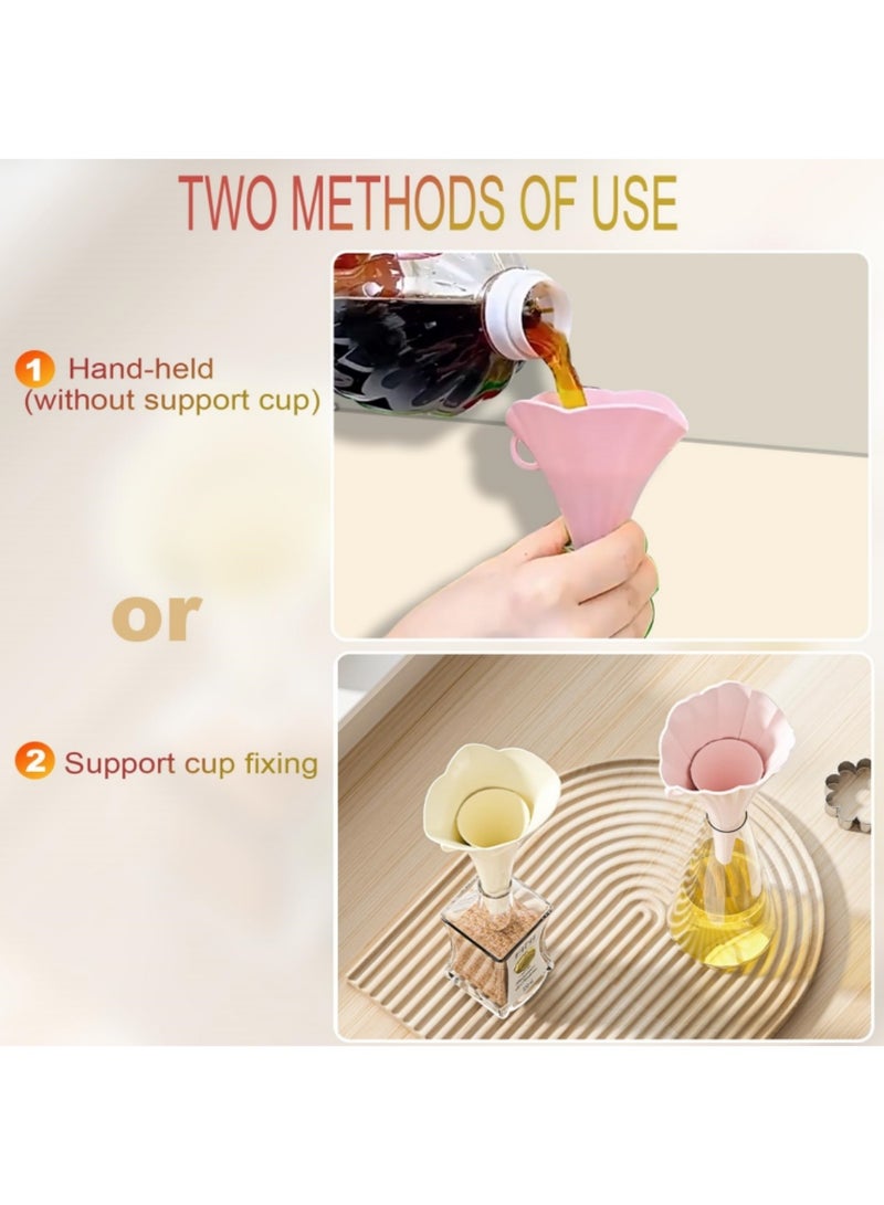 Mmmon 2Pcs Kitchen Funnels, Foldable Flower Shape Funnel for Easy Bottle Filling and Liquid Transfer Food Grade Ideal for Powder Efficient Kitchen Tool - Image 2