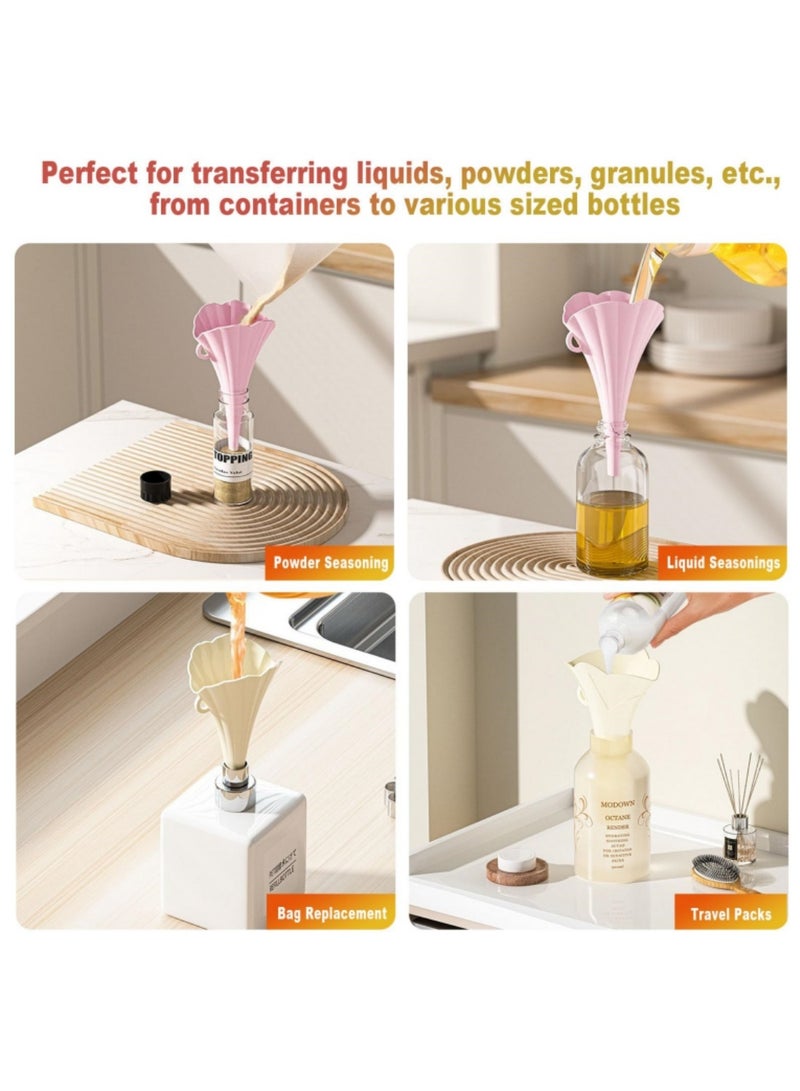 Mmmon 2Pcs Kitchen Funnels, Foldable Flower Shape Funnel for Easy Bottle Filling and Liquid Transfer Food Grade Ideal for Powder Efficient Kitchen Tool - Image 3