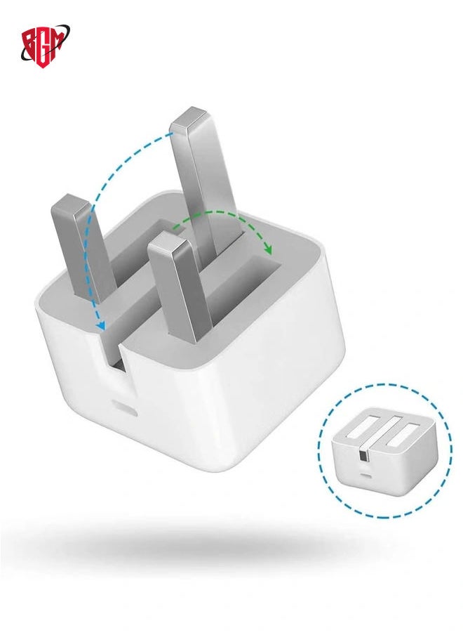 BGM - IPhone 20W USB-C Power Adapter With Cable for iPhone 14 POR 13 13 PRO 13 PRO MAX 12 / iPhone 12 Pro max /12mini (iPhone 20W USB-C Power Adapter) - Image 1