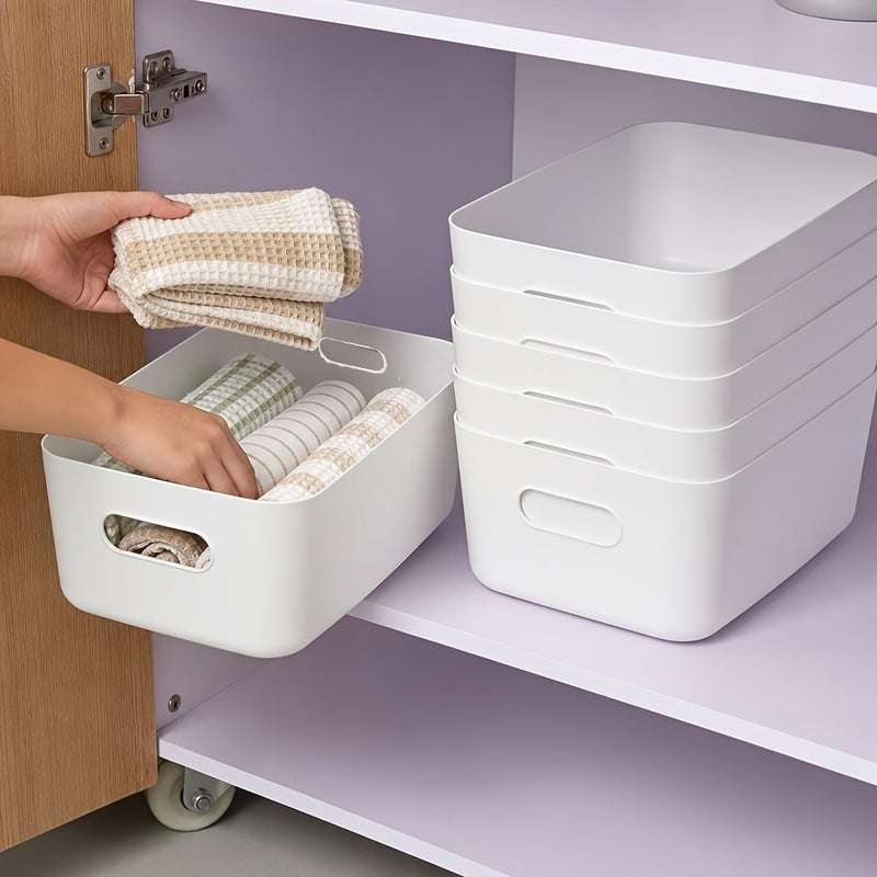 6pcs Multi-Function Large Storage Box, Household Storage Bin with Handle, Sundries Organizer Basket for Desktop Wardrobe Kitchen Bathroom - Image 2
