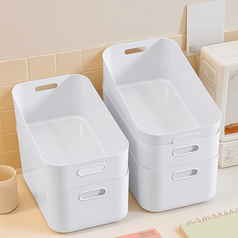 6pcs Multi-Function Large Storage Box, Household Storage Bin with Handle, Sundries Organizer Basket for Desktop Wardrobe Kitchen Bathroom - Image 3