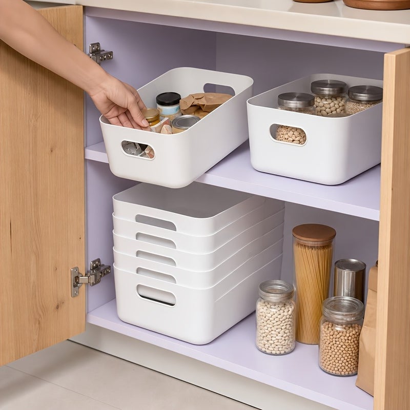 6pcs Multi-Function Large Storage Box, Household Storage Bin with Handle, Sundries Organizer Basket for Desktop Wardrobe Kitchen Bathroom - Image 4