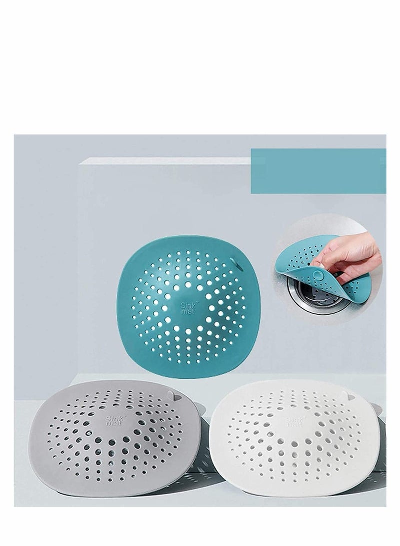 3 Pack Shower Drain Cover Silicone Protector Hair Trap for Tub Bathroom Kitchen Bathtub Basin - Image 1