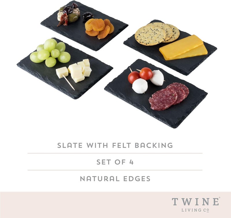 Twine Country Home Slate Stone Plates for Tapas Appetizers  Charcuterie Platters Gourmet Kitchen Gift Essentials Set of 465 x 45 Natural - Image 2