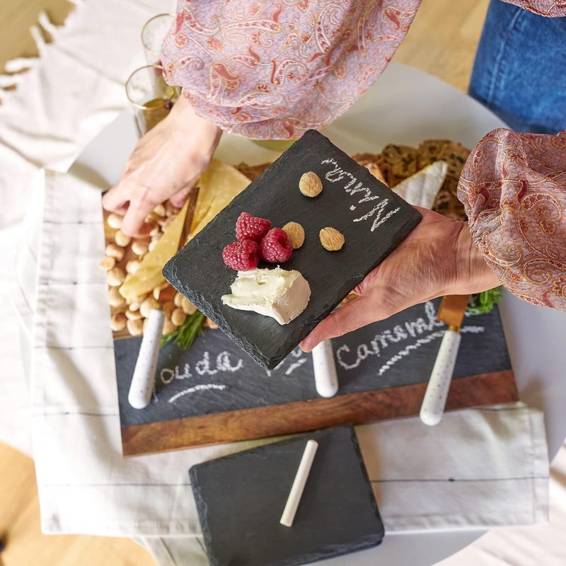 Twine Country Home Slate Stone Plates for Tapas Appetizers  Charcuterie Platters Gourmet Kitchen Gift Essentials Set of 465 x 45 Natural - Image 4