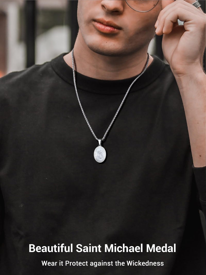 PROSTEEL Stainless Steel Saint Michael Necklace The Archangel Pendant Catholic Religious Jewelry St Michael Necklaces Men - Image 2