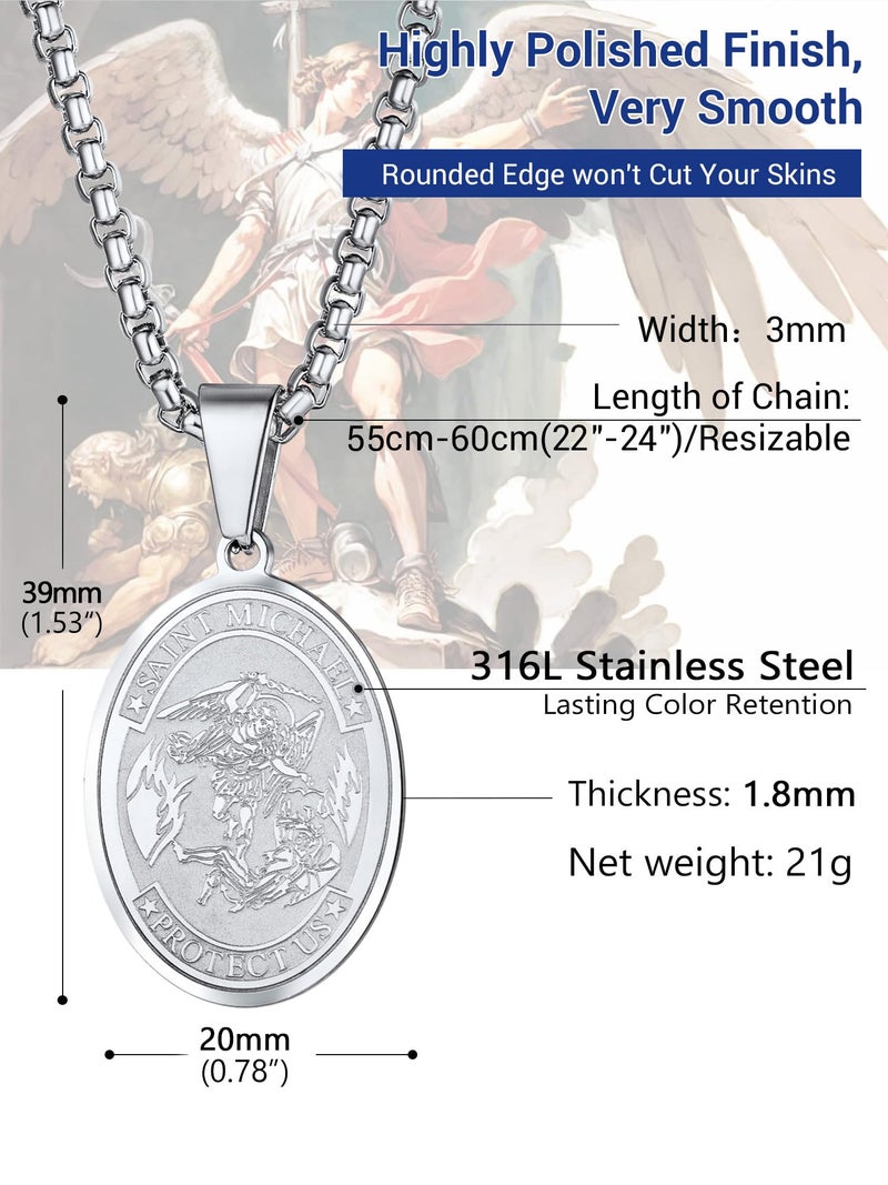 PROSTEEL Stainless Steel Saint Michael Necklace The Archangel Pendant Catholic Religious Jewelry St Michael Necklaces Men - Image 3