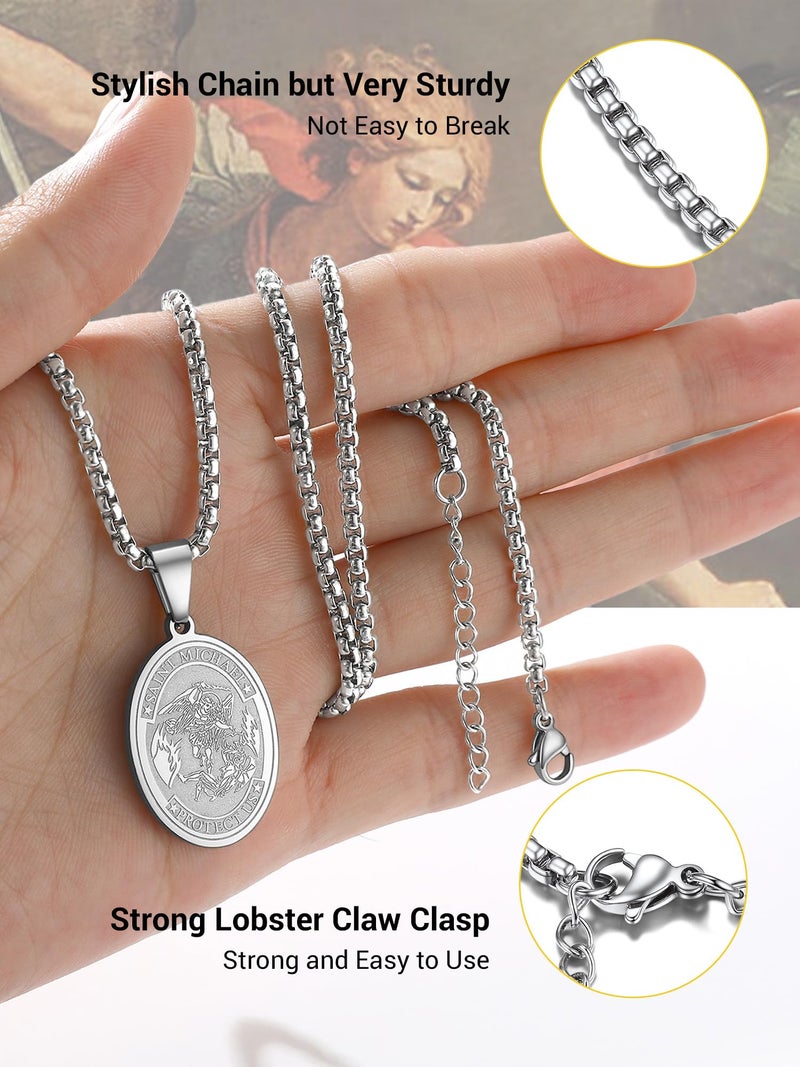 PROSTEEL Stainless Steel Saint Michael Necklace The Archangel Pendant Catholic Religious Jewelry St Michael Necklaces Men - Image 4
