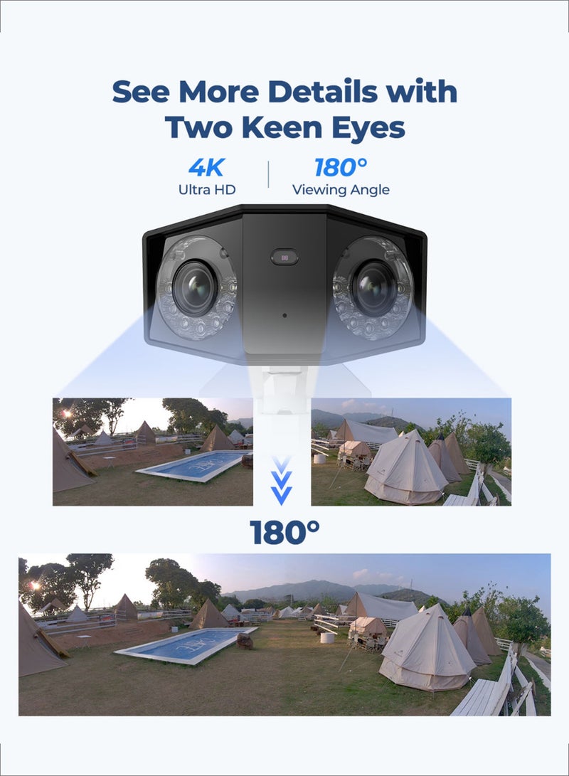 reolink 4K PoE Security Camera System, Home Outdoor IP Camera in 180 Degree Viewing Angle, Human/Vehicle/Pet Detection, Color Night Vision, Two Way Talk, Up to 256GB microSD Card, Duo 2 PoE - Image 2