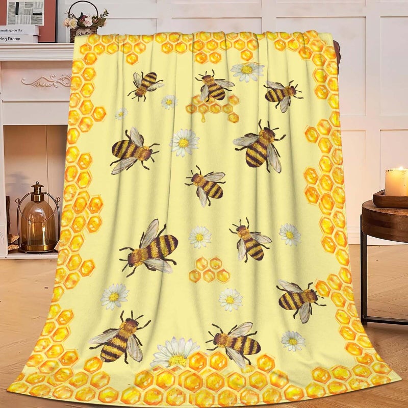 Bee Throw Blanket Bee Stuff Gifts for Kids Girls Boys Adults Women Man Soft Cozy Warm Plush Fluffy Fuzzy Fleece Blanket Decor 40X50