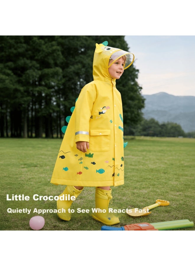 Tiantianzai Sweet Baby Kids Raincoat For Girls 6-12 Years Old Kindergarten And Elementary School Uni Children's Waterproof Rain Poncho Little Crocodile - Image 4