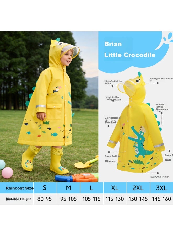 Tiantianzai Sweet Baby Kids Raincoat For Girls 6-12 Years Old Kindergarten And Elementary School Uni Children's Waterproof Rain Poncho Little Crocodile - Image 1