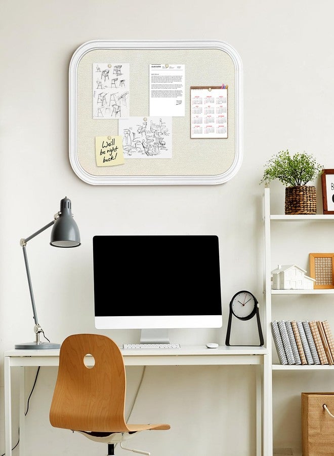 TORASO Linen Bulletin Board, Pin Board for Walls, Fabric Bulletin Board, 17.7"x23.6" Pin Board for Home Kitchen Office Decorative, White Wood Frame Cork Board(WH-4560) - Image 5