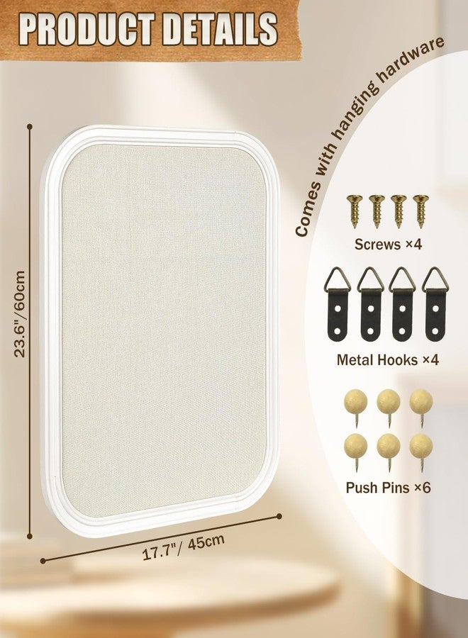 TORASO Linen Bulletin Board, Pin Board for Walls, Fabric Bulletin Board, 17.7"x23.6" Pin Board for Home Kitchen Office Decorative, White Wood Frame Cork Board(WH-4560) - Image 2