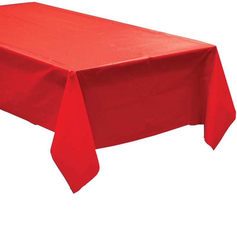 QQOUTLET Pack of 4 Disposable Plastic TableclothsTable Covers 54 x 108 inches Each Red