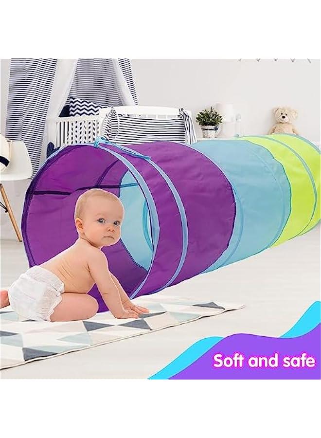 هوكور خيمة نفق لعب للاطفال الصغار، خيمة لعبة نفق الزحف المنبثق ملونة للاطفال الرضع او الكلاب والقطط الاليفة، هدية قابلة للطي للاولاد والبنات للعب في الاماكن المغلقة والمفتوحة (B) - Image 3