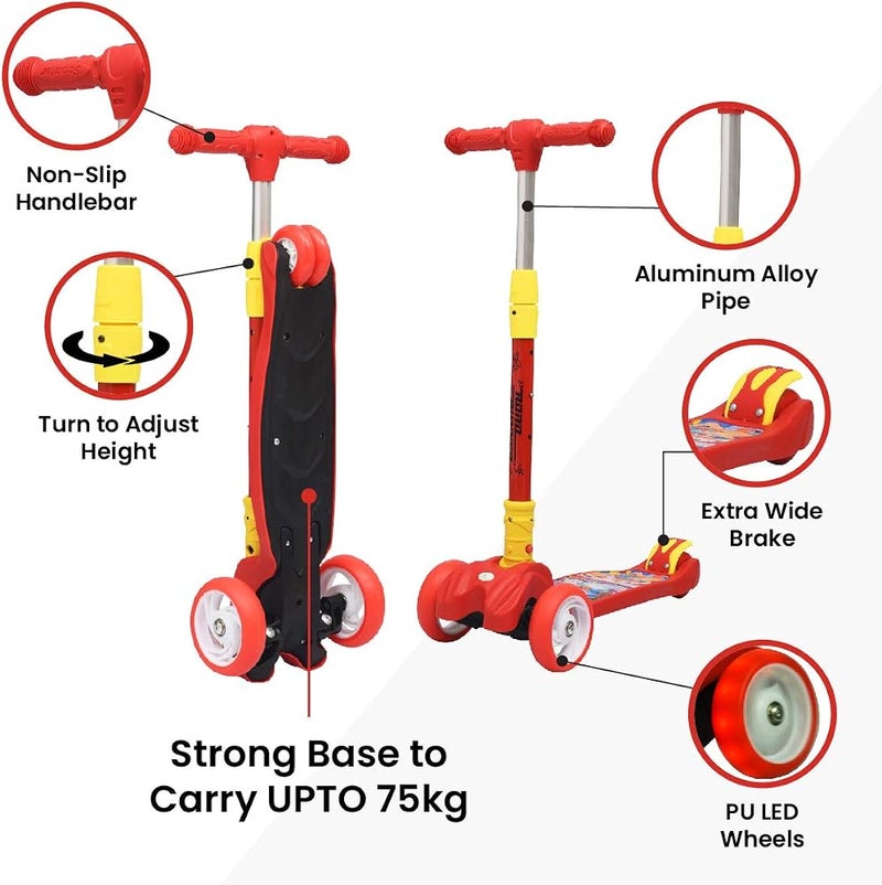 R for Rabbit Road Runner Scooter for Kids of 3 to 14 Years Age 4 Adjustable Height, Foldable, LED PU Wheels & Weight Capacity 75 kgs Kick Scooter with Brakes - Image 3