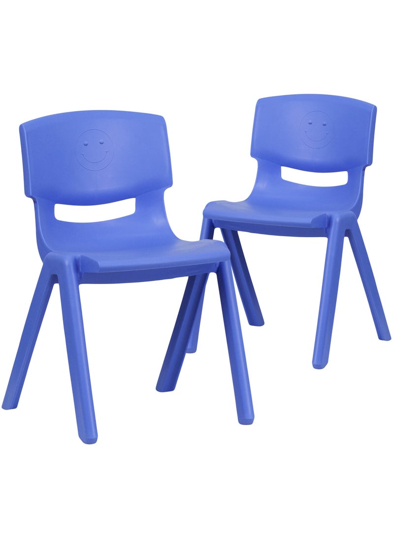 Funz 2 Pieces Funz Stackable Plastic Kids Learning Chairs, 42 X 38 X 61cm, The Perfect Chair for Playrooms, Schools, Daycares and Home, Blue  - Image 1