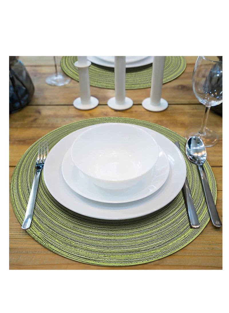 Excefore Woven Placemats Round Set of 6, 36cm/14inch Large Handmade Woven Placemats, Heat Insulation non slip Braided Cotton Dinner Table Mats, Round Placemats for Kitchen Dining Table Plate Mat for Party - Image 2