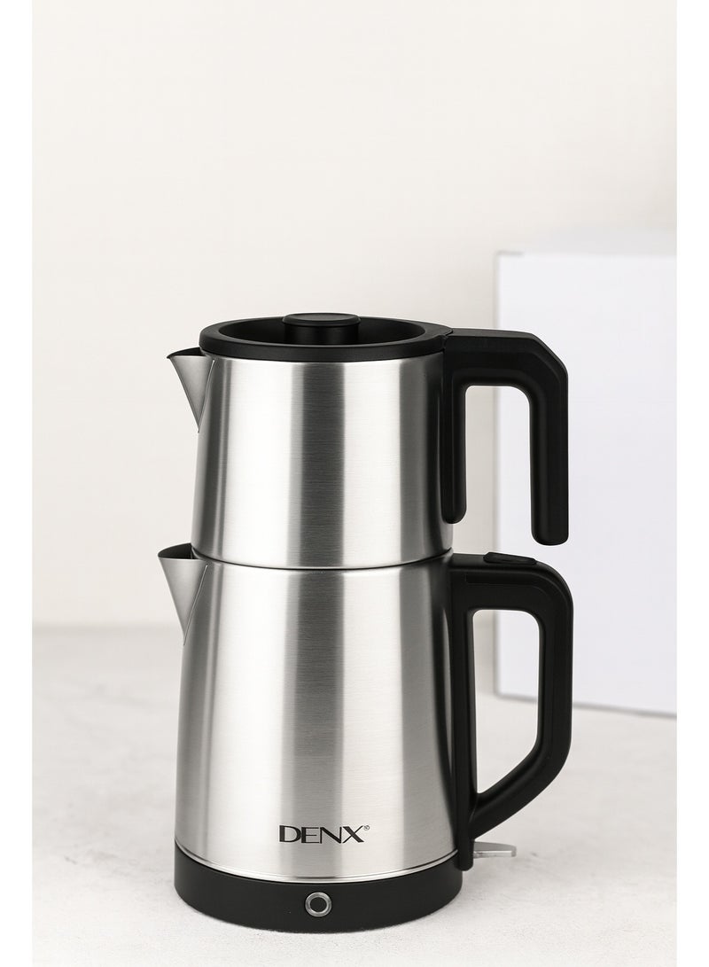 Denx Dinex 2200W Double Pot Electric Kettle with Removable Tea Filter, 2.2L Kettle Capacity, 0.8L Teapot, High-Speed ​​Tea Maker, Multifunctional Hot Water Dispenser, Turbo Kettle, DX3802 - Image 1