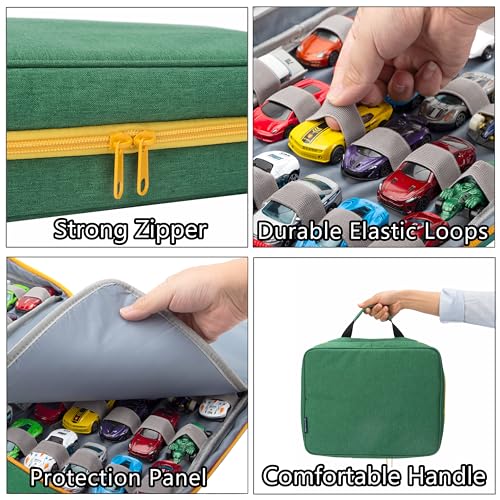 KISLANE Carrying Case 48 Cars Storage, Kids Cars (Bag Only, Green) - Image 4