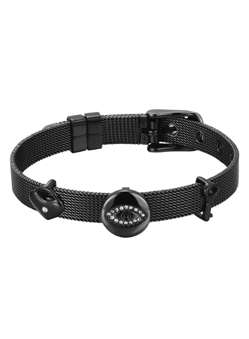 زنك سوار نسائي من زينك من الفولاذ المقاوم للصدأ باللون الأسود | ZFBR001B1 - Image 1