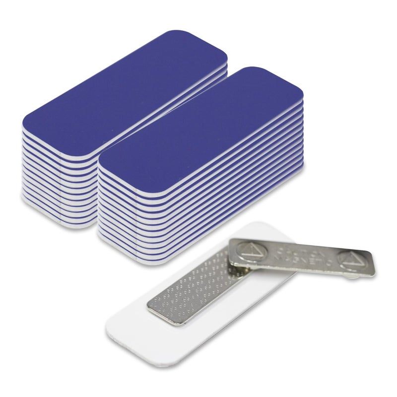 All Quality Blue Name Tag Blanks â€“ 25 Pack, 1" x 3", Round Corners, Plastic DIY Engravable Badges with Magnetic Backing â€“ All Quality Badges - Image 1