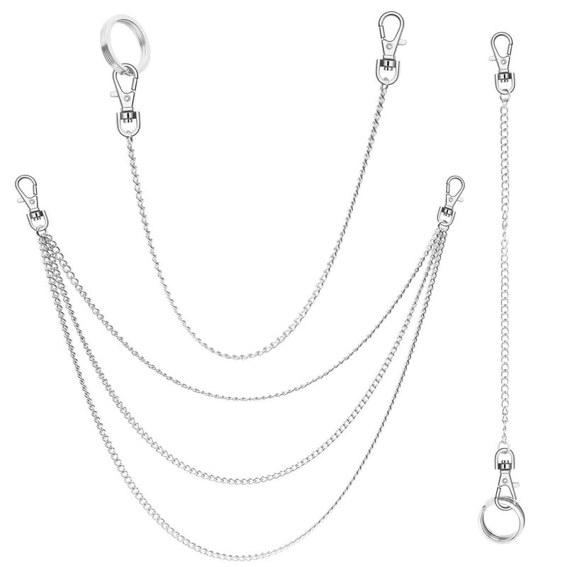 anezus سلسلة حزام أنيزوس 3 قطع لسلسلة الجيب لمحفظة البنطلونات الجينز إكسسوارات غوث للرجال والنساء