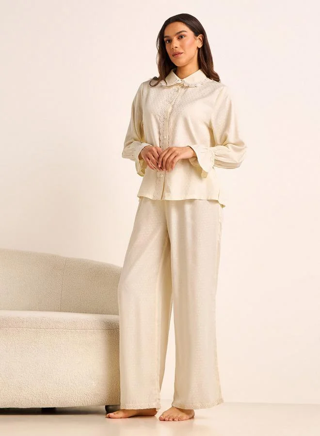 Splash FAV Pyjama Set Button-Down Shirt & Trousers Viscose