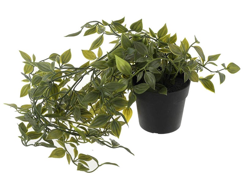 PAPERI Artificial Hanging Plant for Home Decor – Balcony Decoration Items, Outdoor Garden Decorative Fake Plant, Plastic Vine Leaves with Pot, Long Green Leaf Vines for Living Room (Pack of 2) - Image 4
