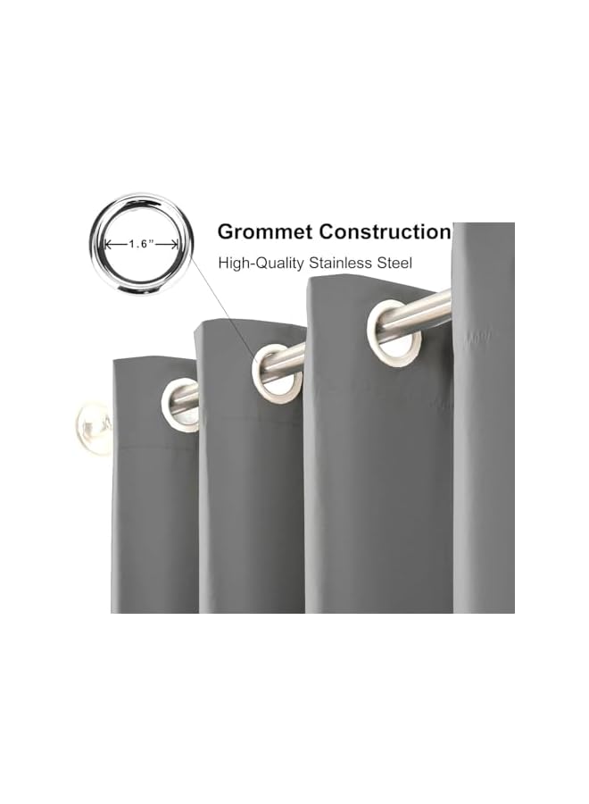The Bros 2 PCs 100% Blackout Curtains & Drapes for Bedroom Thermal Curtains Grommet Noise Reducing Room Darkening Solid Window Panels Heat, Light Blocking Curtains (2, Ash Grey, W 140 X H 240cm) - Image 3