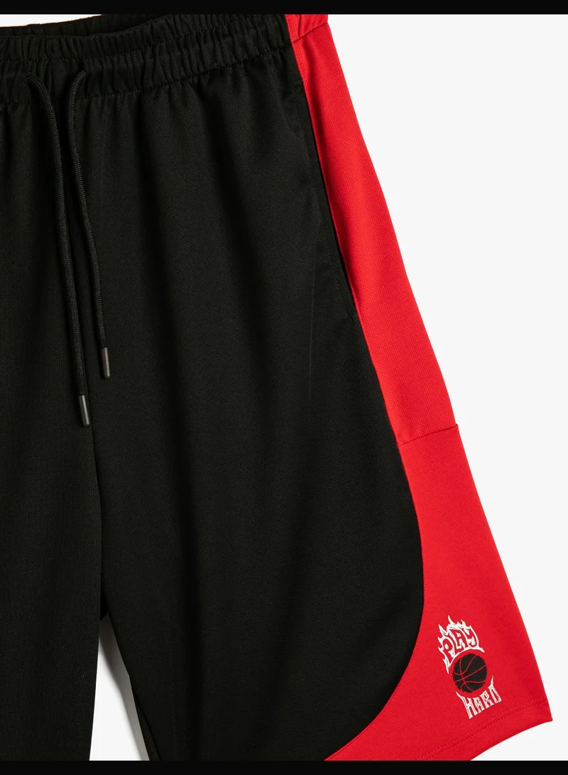 KOTON Oversized Sport Shorts Basketball Printed Drawstring Pocket