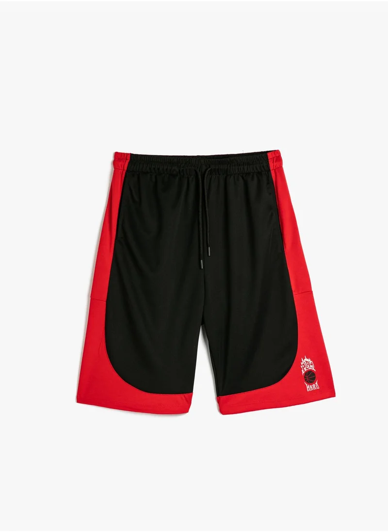 كوتون Oversized Sport Shorts Basketball Printed Drawstring Pocket