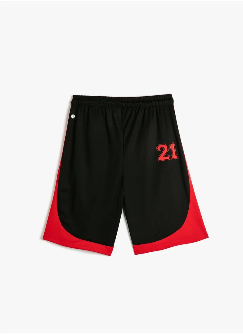 KOTON Oversized Sport Shorts Basketball Printed Drawstring Pocket