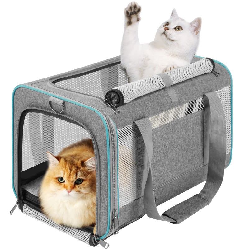 GAPZER Pet Carrier for Large Cats 20 lbs+ / Soft Sided Small Dog Travel Carriers Top Load/Collapsible Carrier Bag for Big Cat / 2 Kittens Sturdy Transport Carriers Long Trips/Medium Cats 15 pounds - Image 1