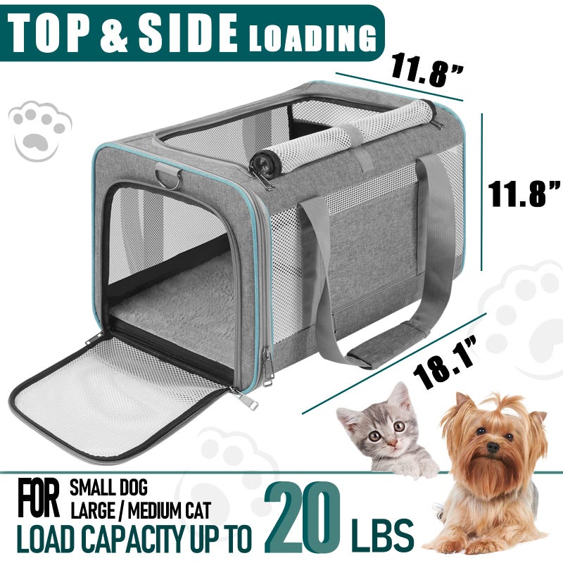 GAPZER Pet Carrier for Large Cats 20 lbs+ / Soft Sided Small Dog Travel Carriers Top Load/Collapsible Carrier Bag for Big Cat / 2 Kittens Sturdy Transport Carriers Long Trips/Medium Cats 15 pounds - Image 2