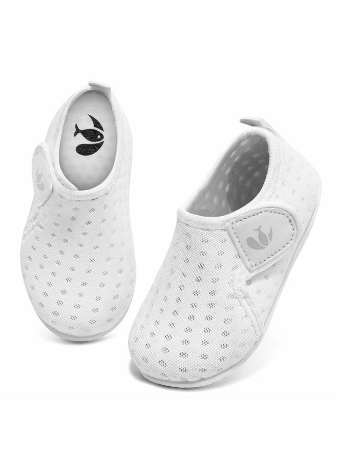 FEETCITY Boys Girls Water Shoes Kids Aqua Socks Quick Dry Barefoot for Beach Swimming Pool, A White, 8 Toddler - Image 1