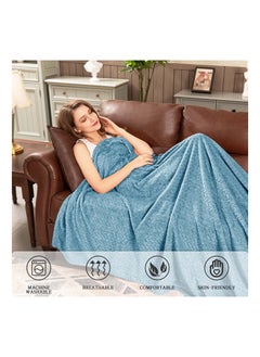 Y&D Fleece Throw Blankets, Super Soft Flannel Cozy Blankets for Adults, Washable Lightweight Fuzzy Blanket Couch Sofa Bed Office, Size Warm Plush All Season (50"×70", Blue)  - Image 5