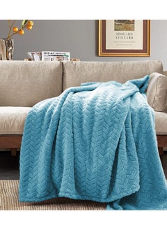 Y&D Fleece Throw Blankets, Super Soft Flannel Cozy Blankets for Adults, Washable Lightweight Fuzzy Blanket Couch Sofa Bed Office, Size Warm Plush All Season (50"×70", Blue)  - Image 4