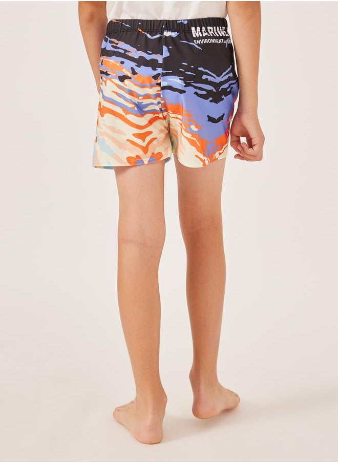 Styli Styli All-Over Printed Elasticated Waistband Swim Shorts  - Image 4