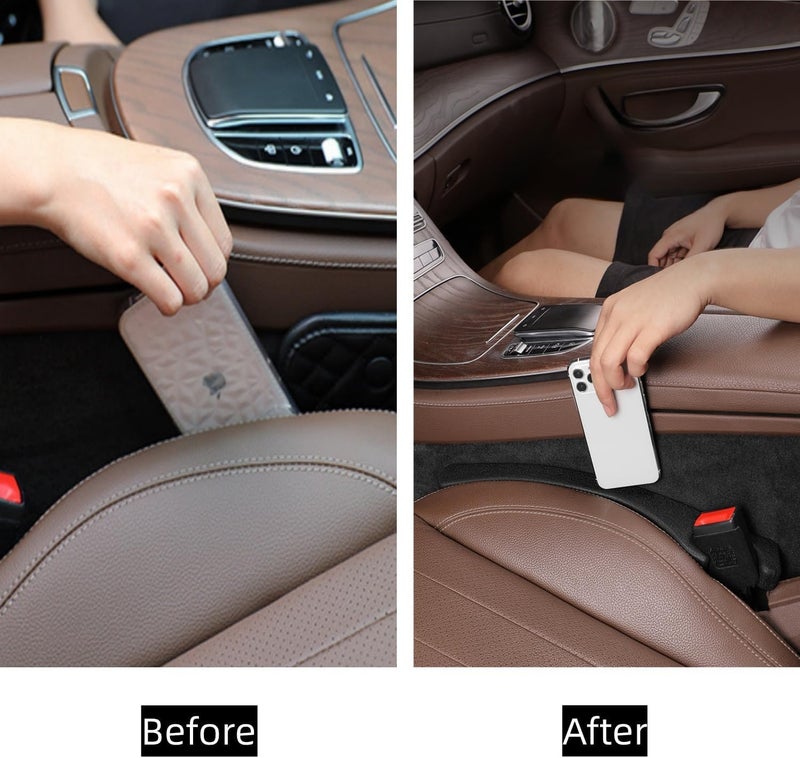 Asweir 2-Pack Car Seat Gap Filler – Universal PU Leather Car Seat Gap Cover, Designed to Fill Gaps Between Seats and Console. Car Seat Side Gap Filler Prevents Items from Falling - Image 3