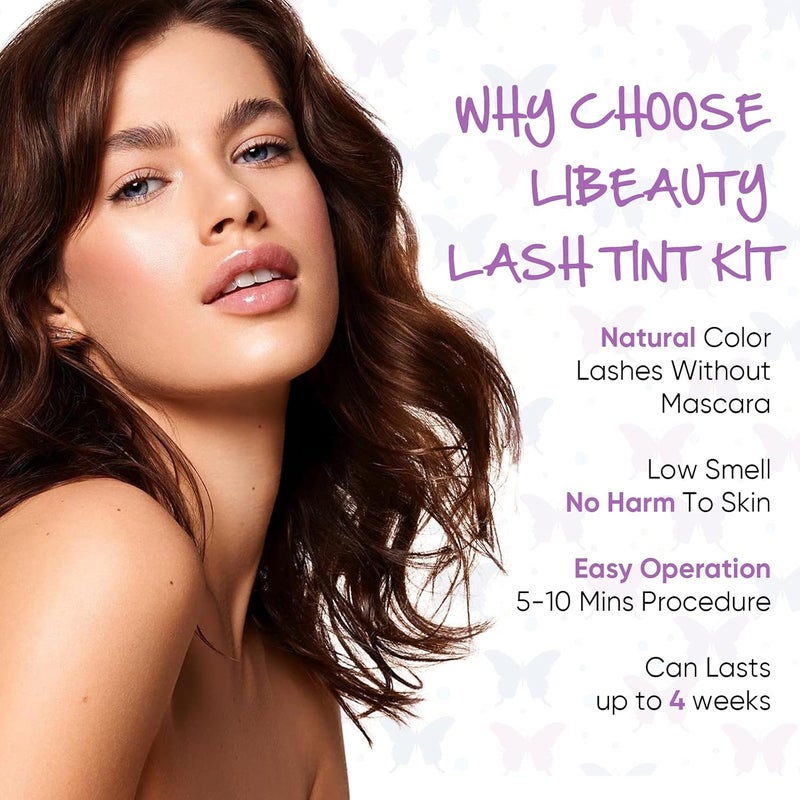 Libeauty Eyelash Black Color Kit, Semi-Permanent Hair Color Kit for Lash and Brow Cute Butterfly Disposable Individual Sachet Kit Instant Voluminous Coloring Eyebrow Colour Kit - Image 3