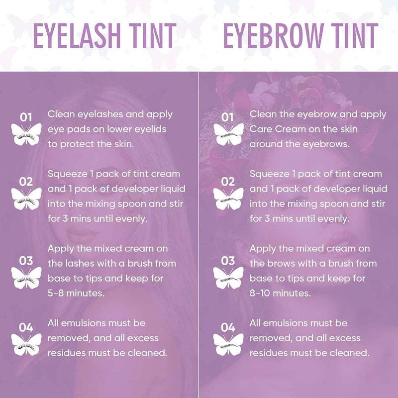 Libeauty Eyelash Black Color Kit, Semi-Permanent Hair Color Kit for Lash and Brow Cute Butterfly Disposable Individual Sachet Kit Instant Voluminous Coloring Eyebrow Colour Kit - Image 4