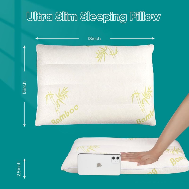 MINUPWELL Ultra Flat Small Pillow for Sleeping, 18x13 in Small Pillow for Travel 7D High Support 2.5 inch Height Ultra Thin Pillows -Mini Pillow - Rayon Derived from Bamboo - Image 4